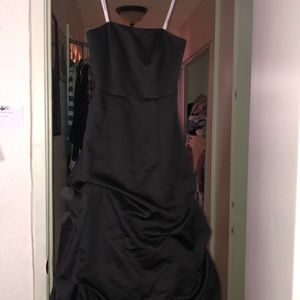 Black long strapless gown